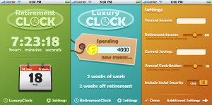 Retirement Clock iPhone app (iTunes link: http://appsfire.com/bj)